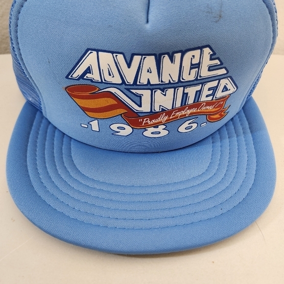 Vintage Advance United Light Blue Snapback Trucker Hat - Picture 2 of 8